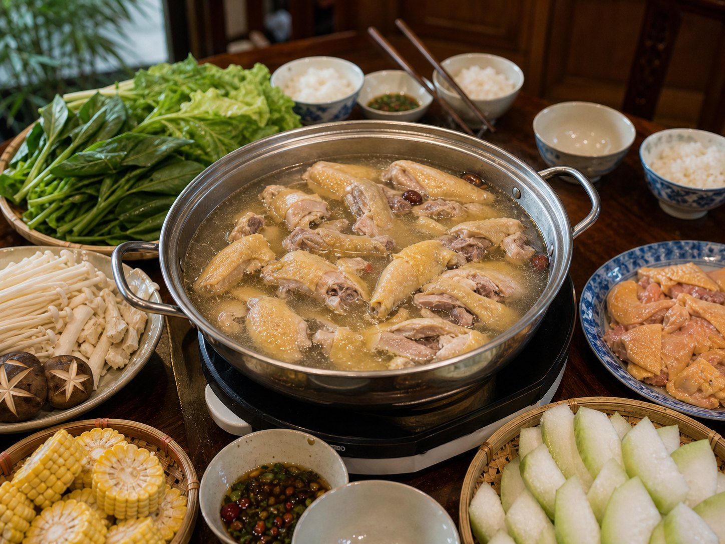 杏花鸡打边炉餐桌