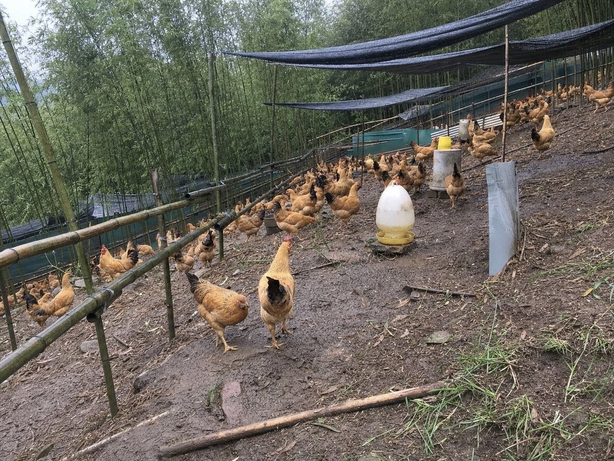 山地竹林鸡群活动区的现场记录画面